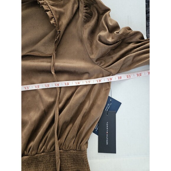 Tommy Hilfiger Faux Suede Boho Dress Elastic Waist Size 8 NWT Bronze Color - Picture 7 of 11